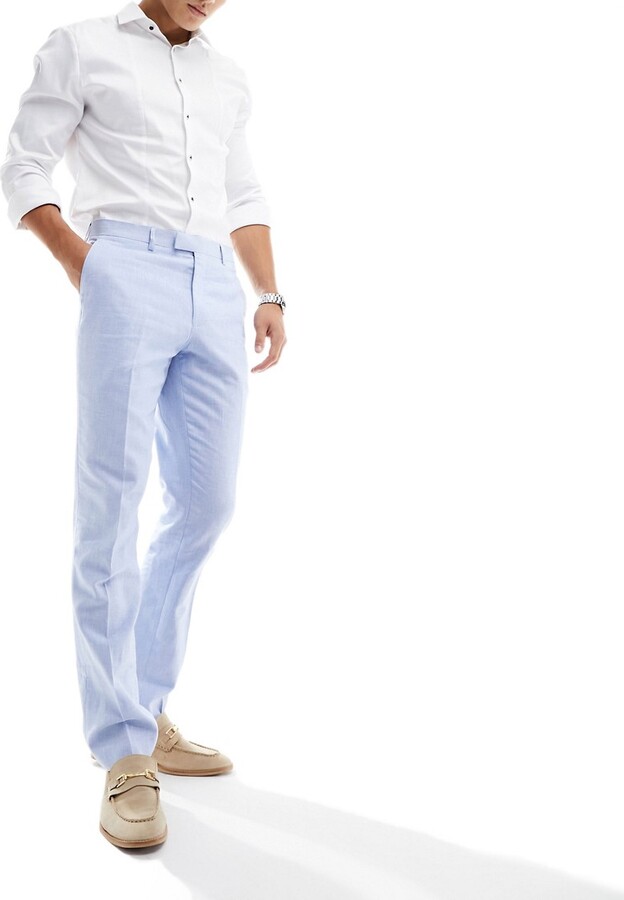 Slim Fit Linen Suit Pants