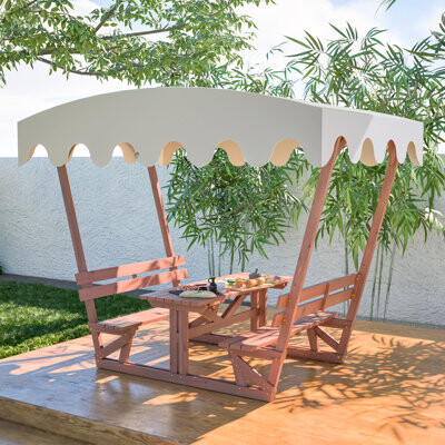 Wooden Patio Table With Canopy