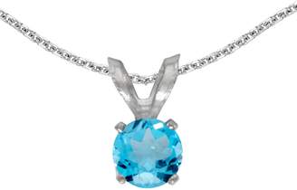 Direct-Jewelry 14k White Gold Round Topaz Pendant with 18" Chain