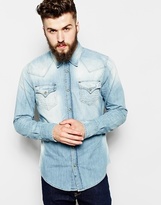 Thumbnail for your product : True Religion Denim Shirt Jake Slim Fit Western Light Indigo
