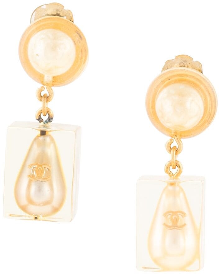 Chanel Pre Owned 1997 dangling cube CC earrings - ShopStyle