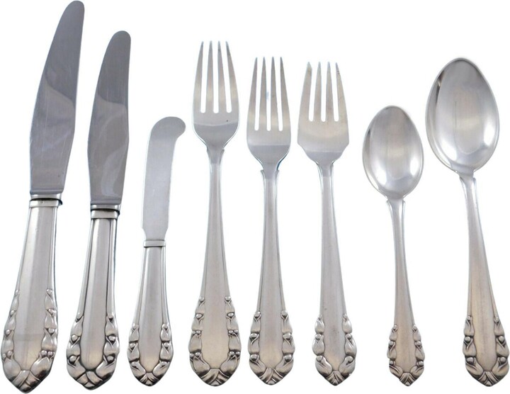 Georg Jensen Lily Of The Valley By Sterling Silver Flatware Set Service 96 Pcs