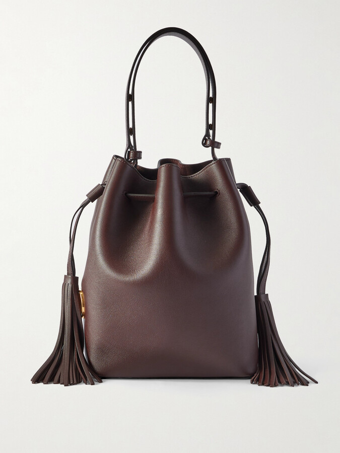 Valentino Garavani So Seau Tasseled Leather Shoulder Bag - Brown