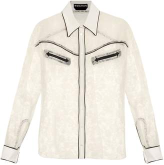 Rochas Contrast-trimmed lace shirt