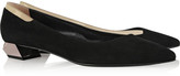 Thumbnail for your product : Fendi Metallic leather-trimmed nubuck pumps