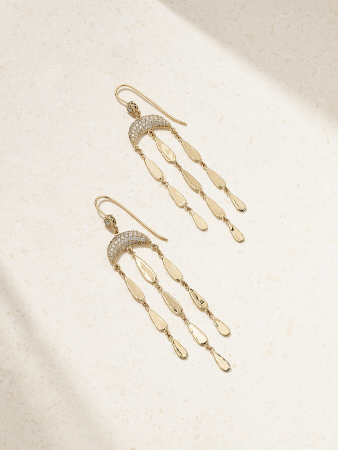 Jacquie Aiche - Crescent Moon 14-karat Gold Diamond Earrings - One size