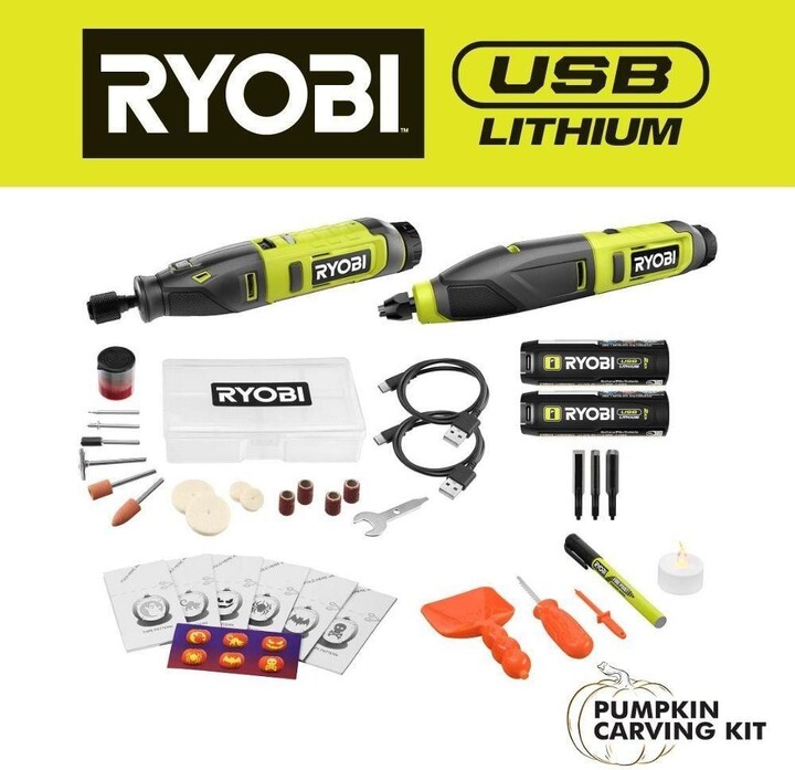RYOBI USB LITHIUM 2-Tool Combo Kit with Pumpkin Carving Tools