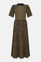Thumbnail for your product : Karen Millen Collared Leopard Midi Knit Dress