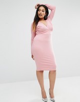 Thumbnail for your product : Club L Plus Wrap Dress In Rib