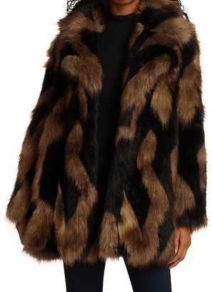 7 For All Mankind Chevron Faux Fur Coat
