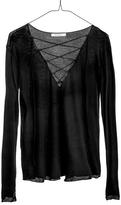 Thumbnail for your product : Ragdoll LA RIB LONG SLEEVE LACE-UP Faded Black