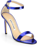 Thumbnail for your product : Manolo Blahnik Chaos Metallic Patent Leather Ankle-Strap Sandals