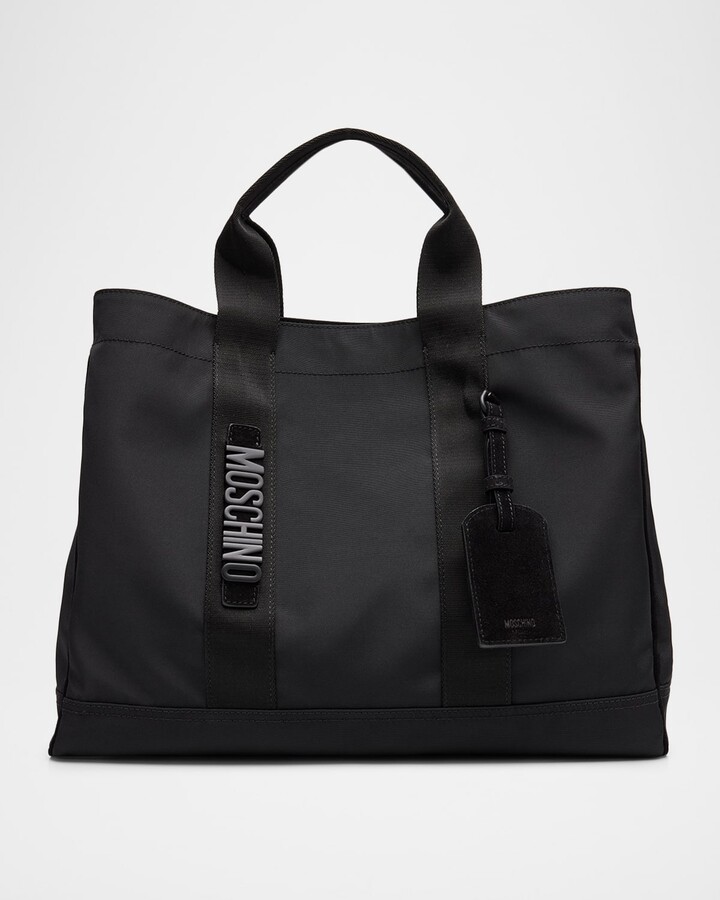 Moschino Mens Carry Me Cordura Medium Tote Bag with Crossbody Strap