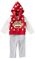 Thumbnail for your product : Baby Starters 3-12 Months-Star-Print Sock Monkey Vest, Star-Print Long-Sleeve Bodysuit & Solid Pant