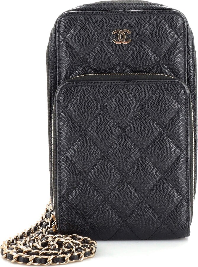 Chanel Zip Around Phone Case with Chain Quilted Caviar - ShopStyle