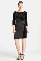 Thumbnail for your product : Tahari Buckle Detail Flocked Dot & Velvet Sheath Dress