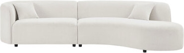 Corrigan Studio Luxury Modern Style Living Room Upholstery Curved Sofa With Chaise 2-Piece Set, Left Hand Facing Sectional, Boucle Couch, White