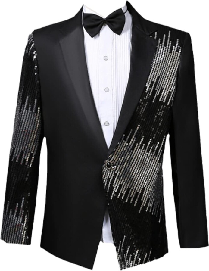 MAFSMJP Men's Performance Suit Jacket Sequined Suit Stage Gradient Host