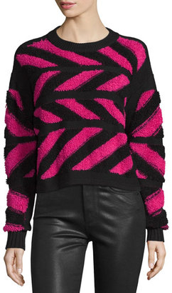 Public School Inlay Cross-Knit Pullover Sweater, Pink