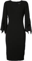 Badgley Mischka frill sleeves fitted dress