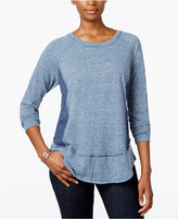 Thumbnail for your product : Style&Co. Style & Co Mixed-Media Raglan-Sleeve Top, Only at Macy's