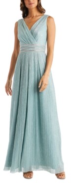 r & m richards short sleeve beaded evening gown