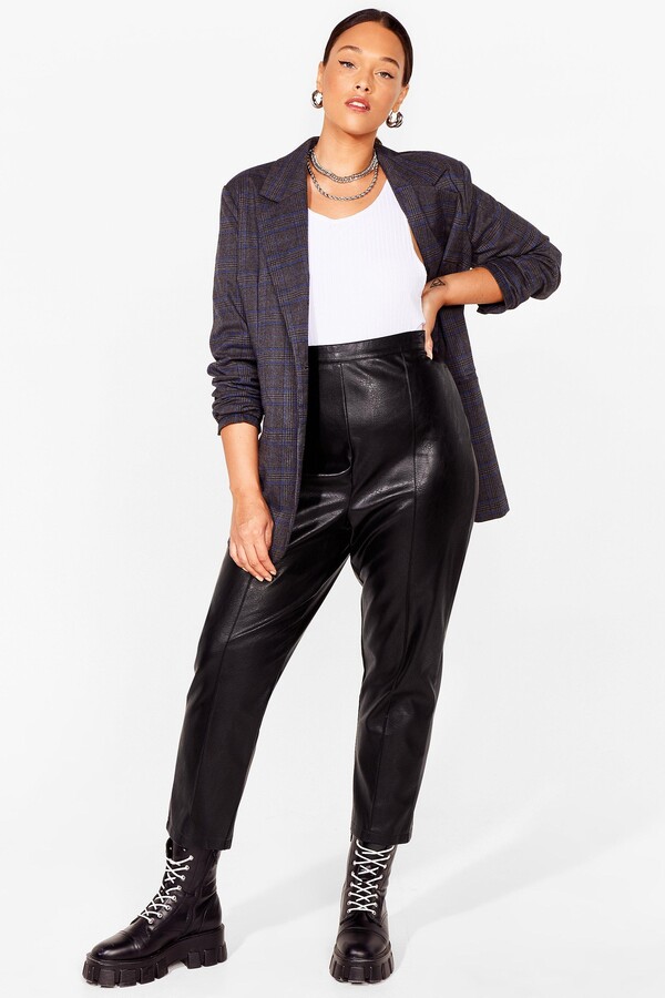 plus size black pleather pants
