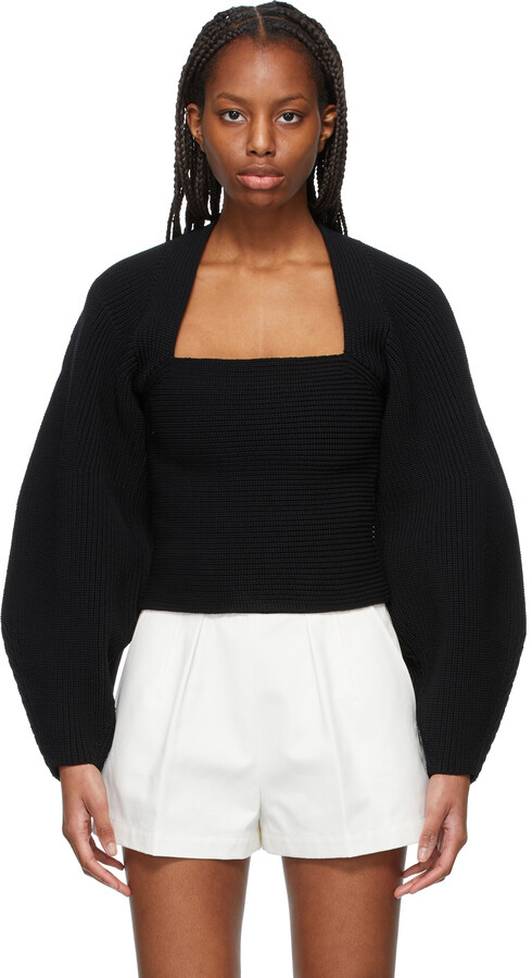 Alexander Wang Black Ribbed Shrug Pullover Sweater - ShopStyle Cardigans
