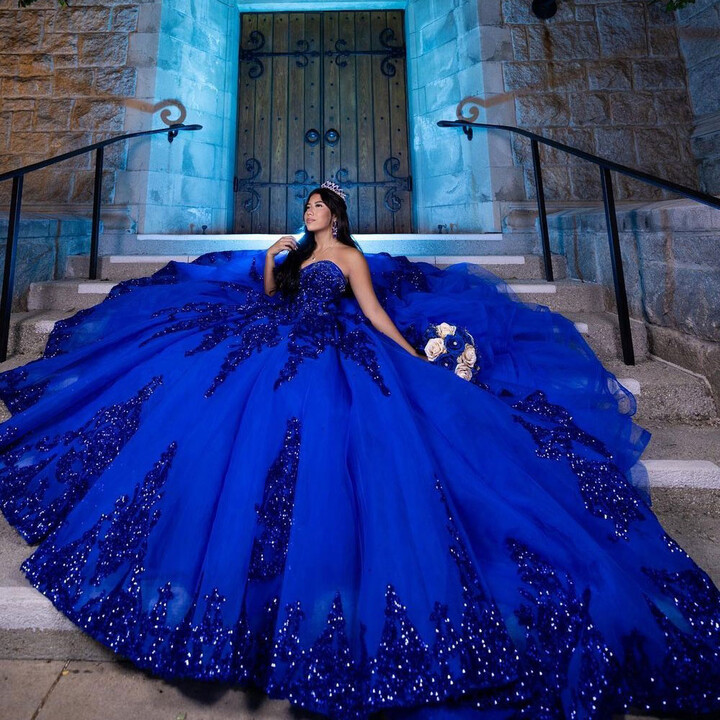XGGandXRR Customized Royal Blue Ball Gown Quinceanera Dress 2025 Ruffle Princess Tulle Vestidos De 15 Años Sequin Appliques Sweet 16 Dress
