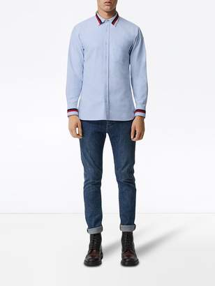 Burberry Knitted Detail Cotton Oxford Shirt
