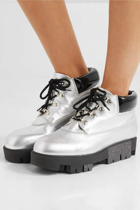 Acne Studios Tinnie Alu Metallic Textured-leather Ankle Boots - Silver