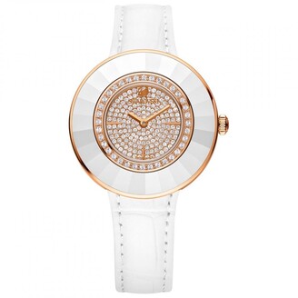 Swarovski Watch Octea Dressy white rose gold tone watch with leather strap
