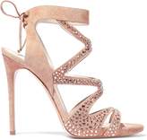 Thumbnail for your product : Casadei Cutout Crystal-embellished Suede Sandals