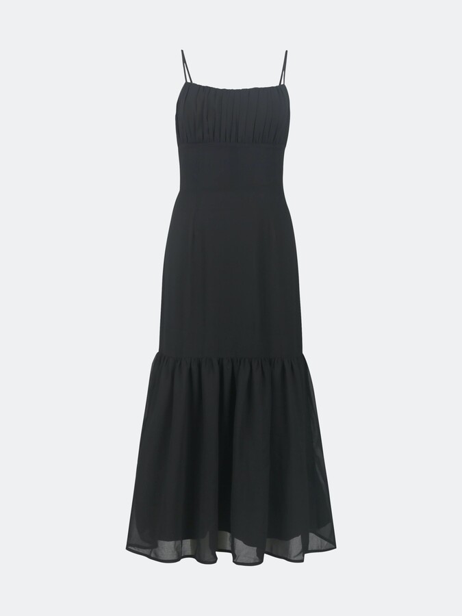 flounce hem midi dress