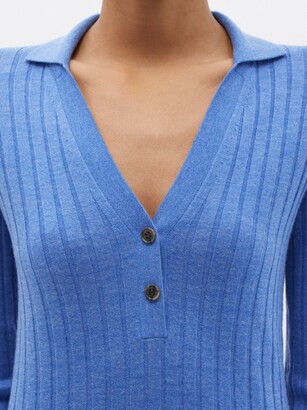 Lisa Yang Faya Rib-knitted Cashmere Polo Sweater - Blue