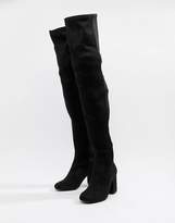 Thumbnail for your product : ASOS Design DESIGN Slim Kadi heeled thigh high boots