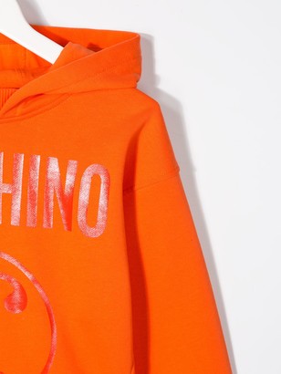 MOSCHINO BAMBINO Shimmer-Logo Hooded Sweatshirt