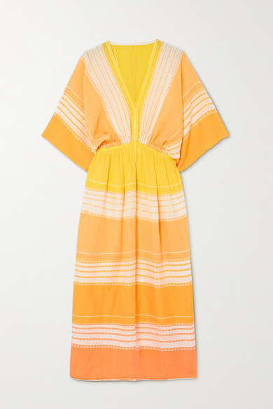 yellow and white striped sundress