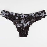 Thumbnail for your product : Floral Printed Lace Trim Mesh Thong