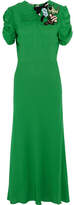 Thumbnail for your product : Miu Miu Embellished Crepe Midi Dress - Green