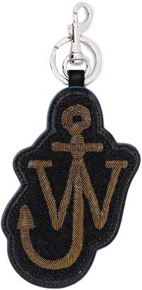 J.W.Anderson Embroidered Brushed-felt And Leather Keychain