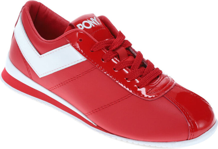 Pony Womens KO-Low Patent Genuine Leather Premium Lace Up Athletic Sneaker Shoe