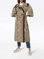Thumbnail for your product : Simone Rocha lace trim puff sleeve striped cotton blend coat