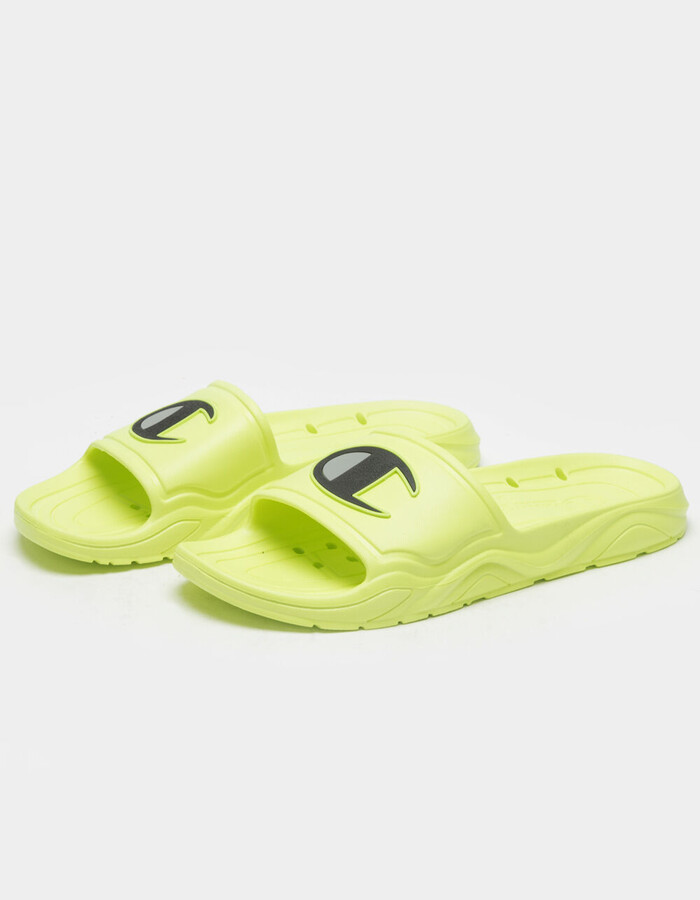 neon green champion slides