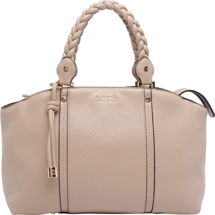 Liu Jo Logo Lettering Braided-Handle Tote Bag