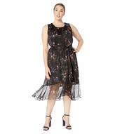Thumbnail for your product : Vince Camuto Specialty Size Plus Size Sleeveless Ruffled Hem Belted Country Bouquet Dress (Rich Black) Women's Dress