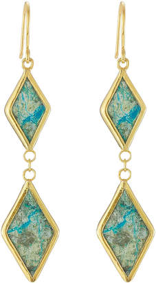 Pippa Small Gold Plated Silver Earrings with Chrysocolla Stones