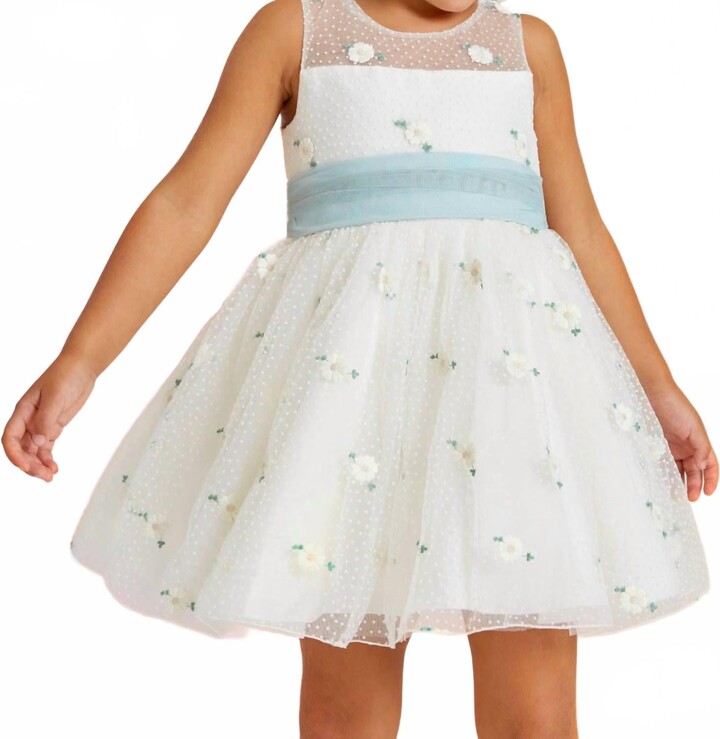 Abel & Lula Toddlers Daisy Dress In Cream/green