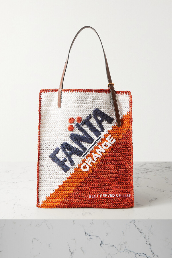【ANYA HINDMARCH】brands fanta レザートリミング woven トート Anya Hindmarch Anya Brands Fanta Leather-trimmed Woven Tote