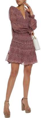 Joie Snow Shirred Printed Silk-chiffon Mini Dress